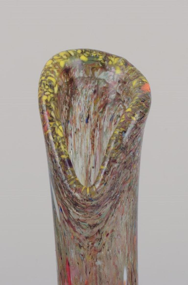 Modern Murano, Italy. Large millefiori art glass vase with slender neck. For Sale