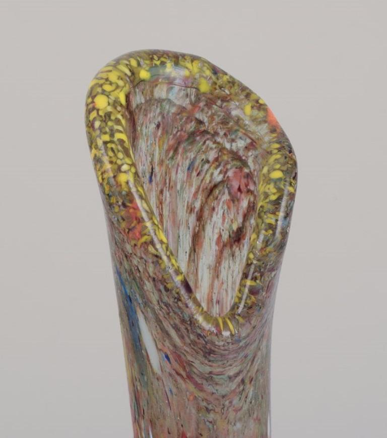 Italian Murano, Italy. Large millefiori art glass vase with slender neck. For Sale