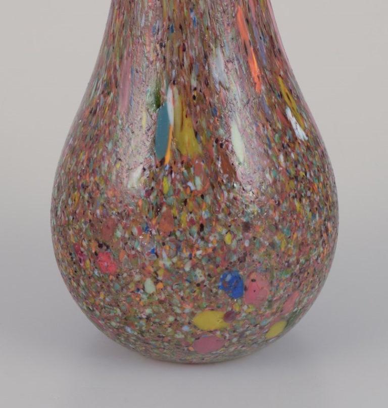 Murano, Italy. Large millefiori art glass vase with slender neck. In Excellent Condition For Sale In Copenhagen, DK