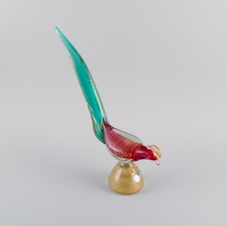 Modern Murano, Italy, Large Mouth-Blown Sculpture in Art Glass, Exotic Bird, 1960s For Sale