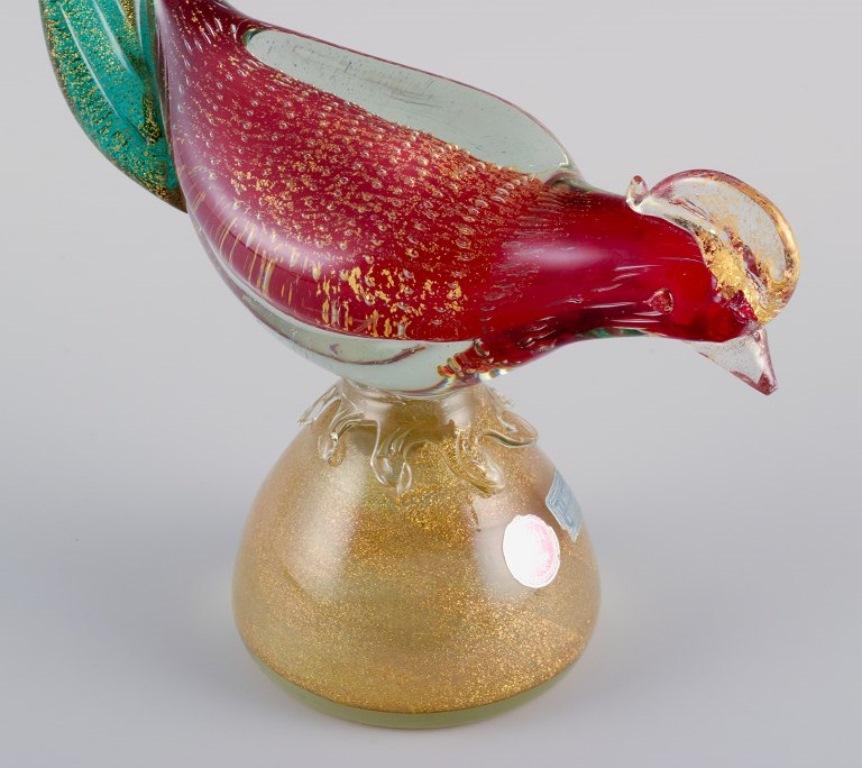 italien Grande sculpture soufflée à la bouche en verre d'art de Murano, oiseau exotique, années 1960 en vente