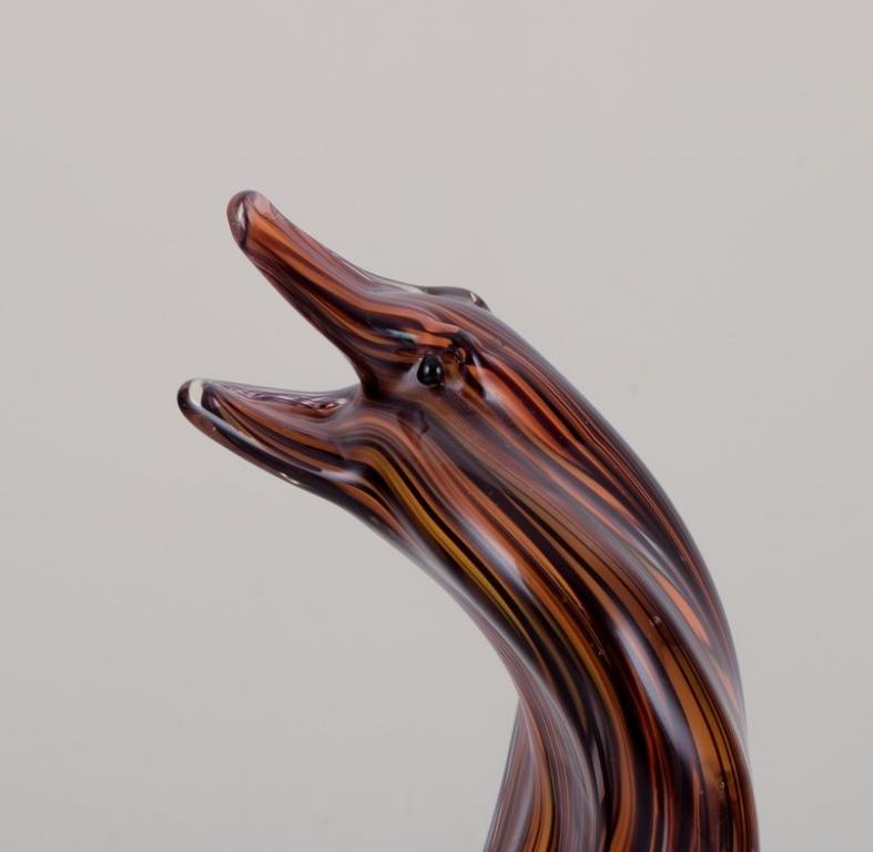 Late 20th Century Murano, Italy. Large sculpture depicting a cobra snake crafted in art glass.  For Sale