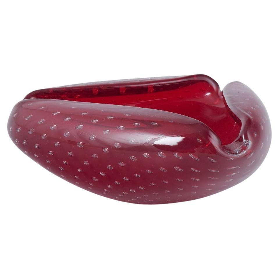 Murano, Italy. Organic-shaped bowl in ruby red glass. Ca. 1960s. For Sale