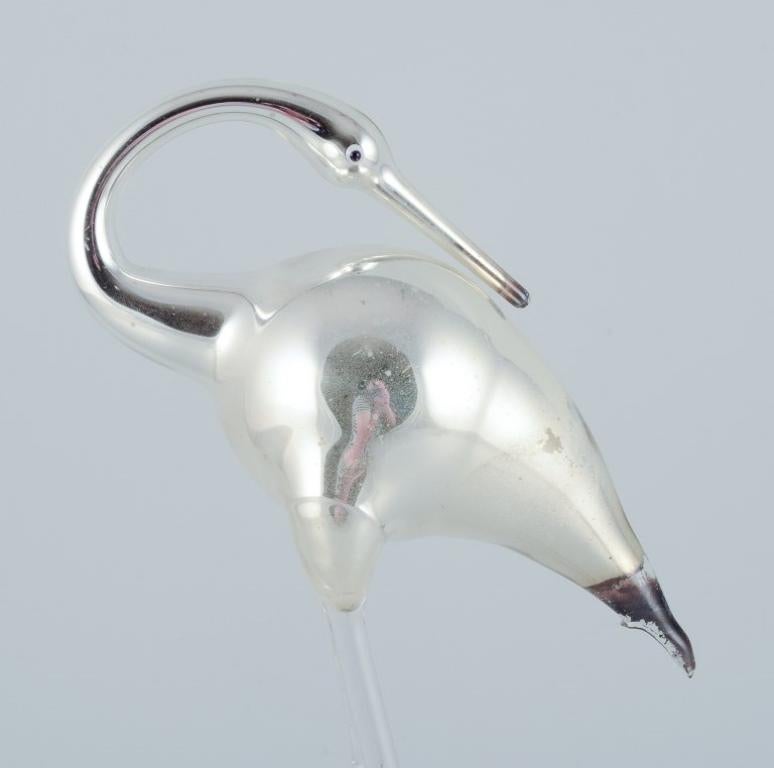 italien Murano, Italie. Sculptures en verre d'art rares. Deux Cranes sur pied. Milieu du 20e siècle. en vente