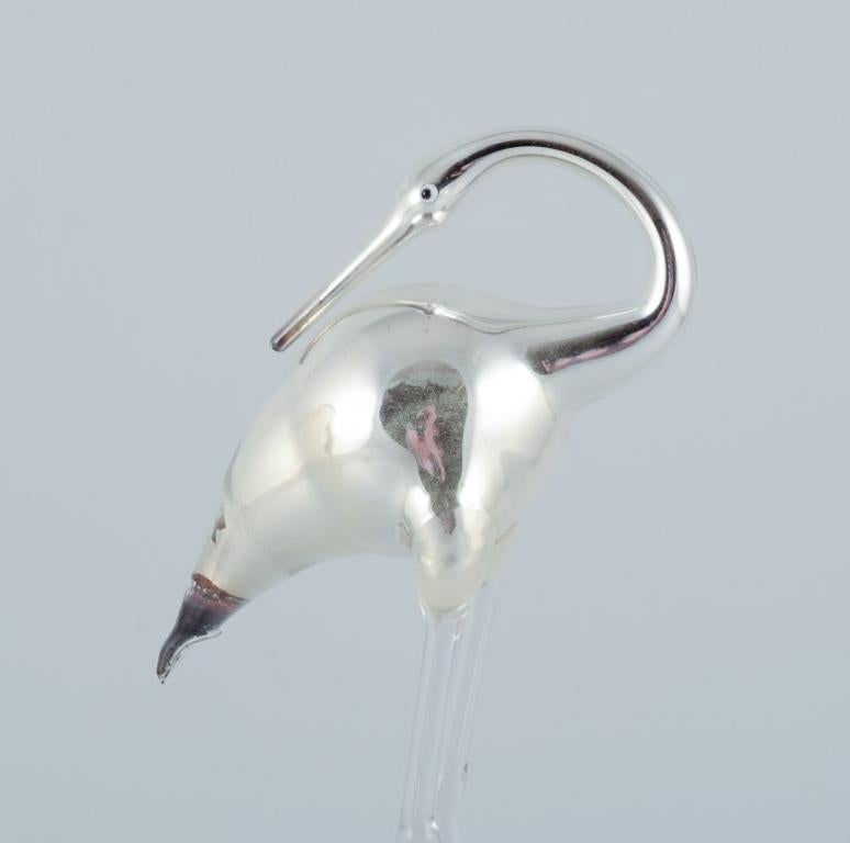 20th Century Murano, Italy. Rare art glass sculptures. Two standing cranes. Mid-20th C. For Sale