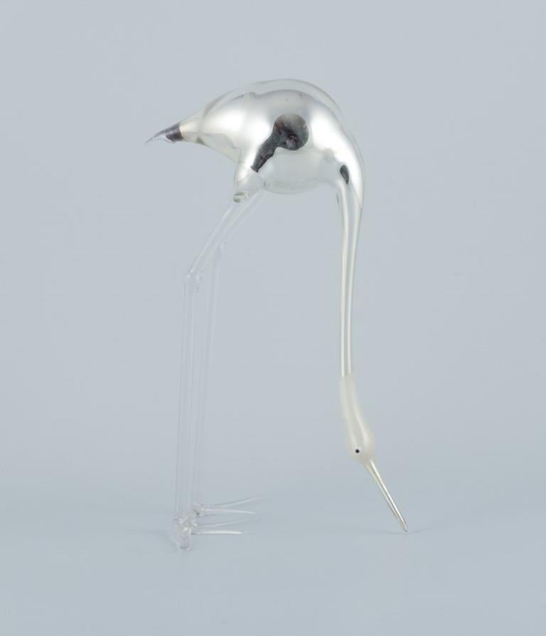 Art Glass Murano, Italy. Rare art glass sculptures. Two standing cranes. Mid-20th C. For Sale