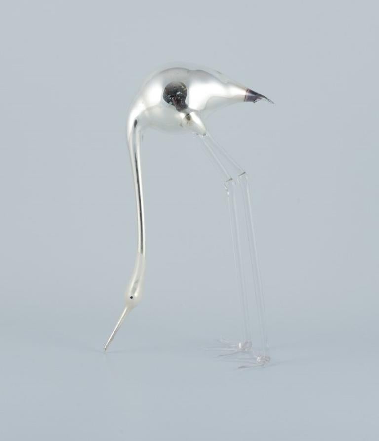 Murano, Italy. Rare art glass sculptures. Two standing cranes. Mid-20th C. For Sale 1