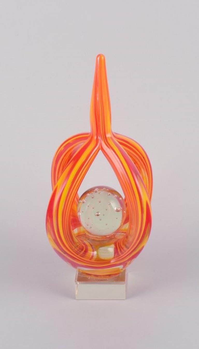 Murano, Italy, sculpture in hand-blown colored glass. Modernist design.  In Excellent Condition For Sale In Copenhagen, DK