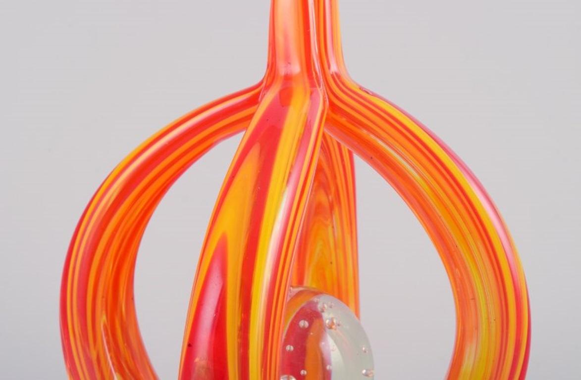 Late 20th Century Murano, Italy, sculpture in hand-blown colored glass. Modernist design.  For Sale