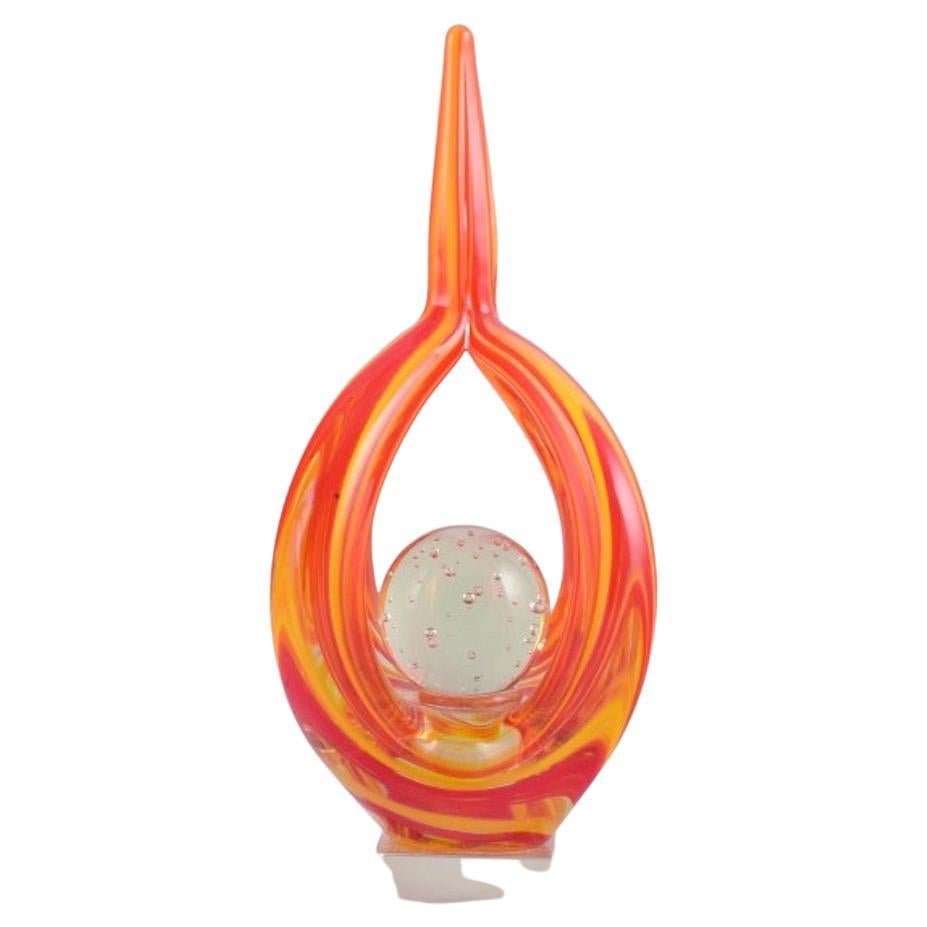 Murano, Italy, sculpture in hand-blown colored glass. Modernist design.  For Sale