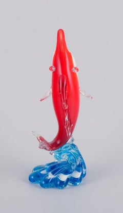 Murano, Italy, sculpture in the shape of a fish in colored art glass.