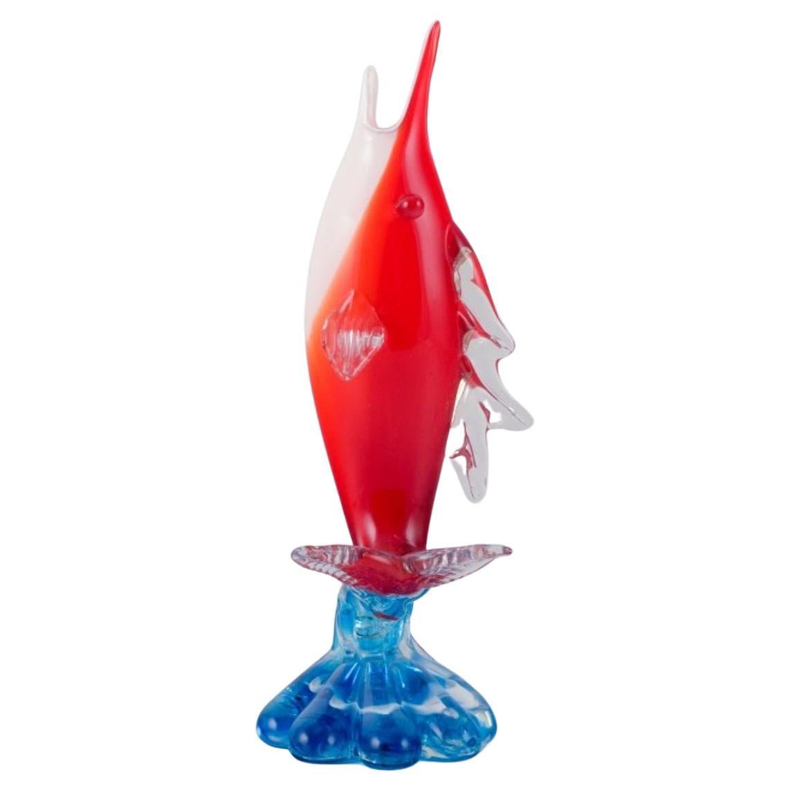 Murano, Italy, sculpture in the shape of a fish in colored art glass.  For Sale