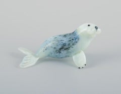 Murano, Italy. Three miniature glass animal figurines. Two seals and a crab.