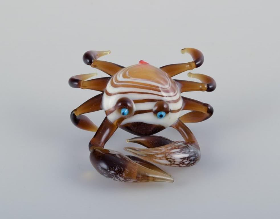 Murano, Italy. Three miniature glass animal figurines. Two seals and a crab. For Sale 1