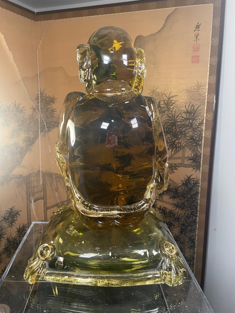 Italien Beeindruckender Murano-Gold mundgeblasener Meditations-Buddha aus Italien, signiert im Angebot 7