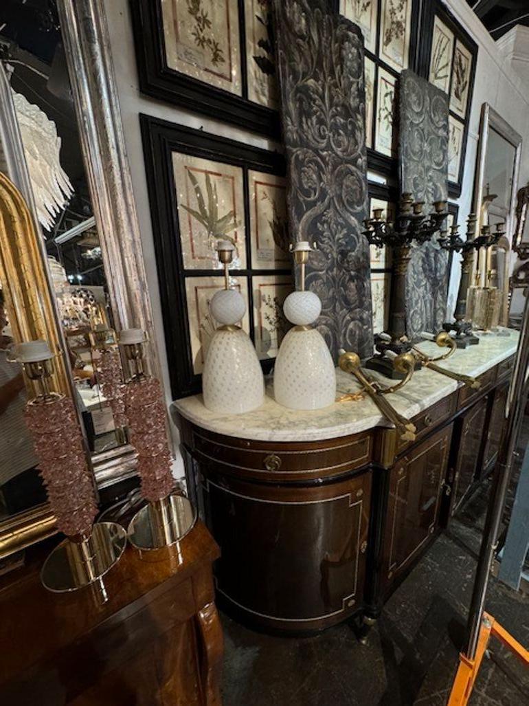 Murano Ivory and Gold Glass Lamps For Sale 1