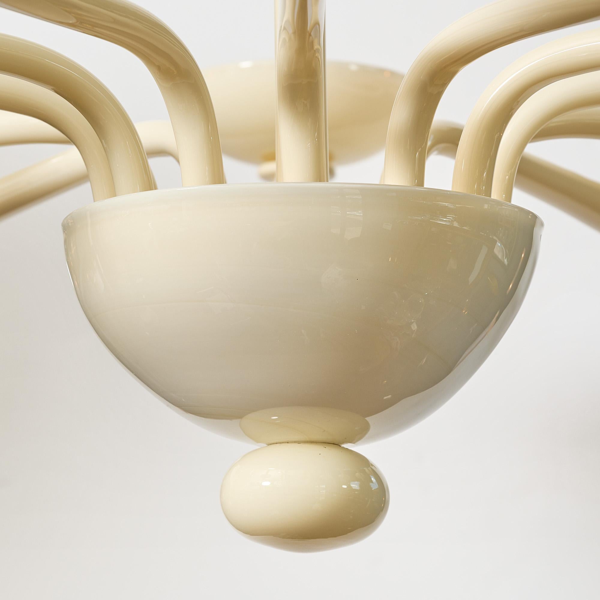 Contemporary Murano Ivory Glass Chandelier For Sale