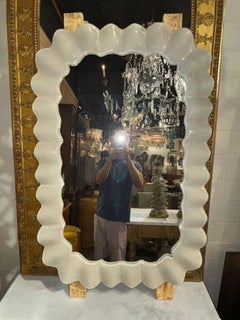 Murano Ivory Glass Wave Mirrors