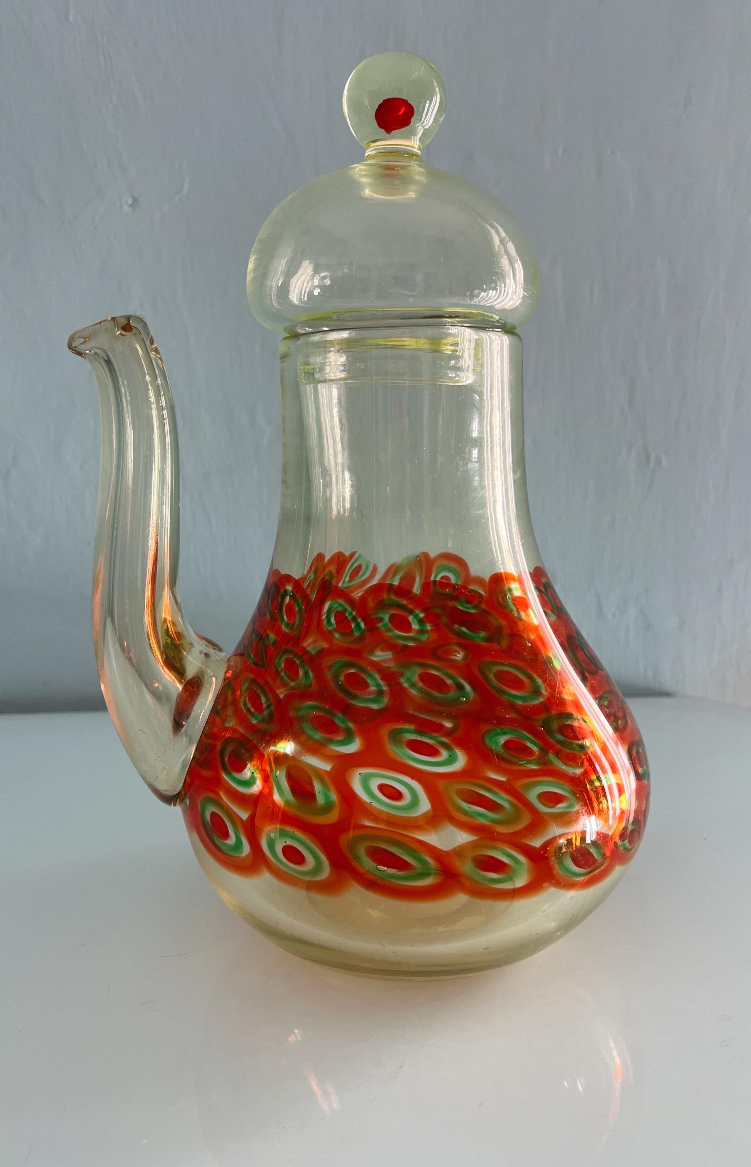 Murano La murrina Karaffe 1970er Jahre Italienisches Kunstglas im Angebot 4