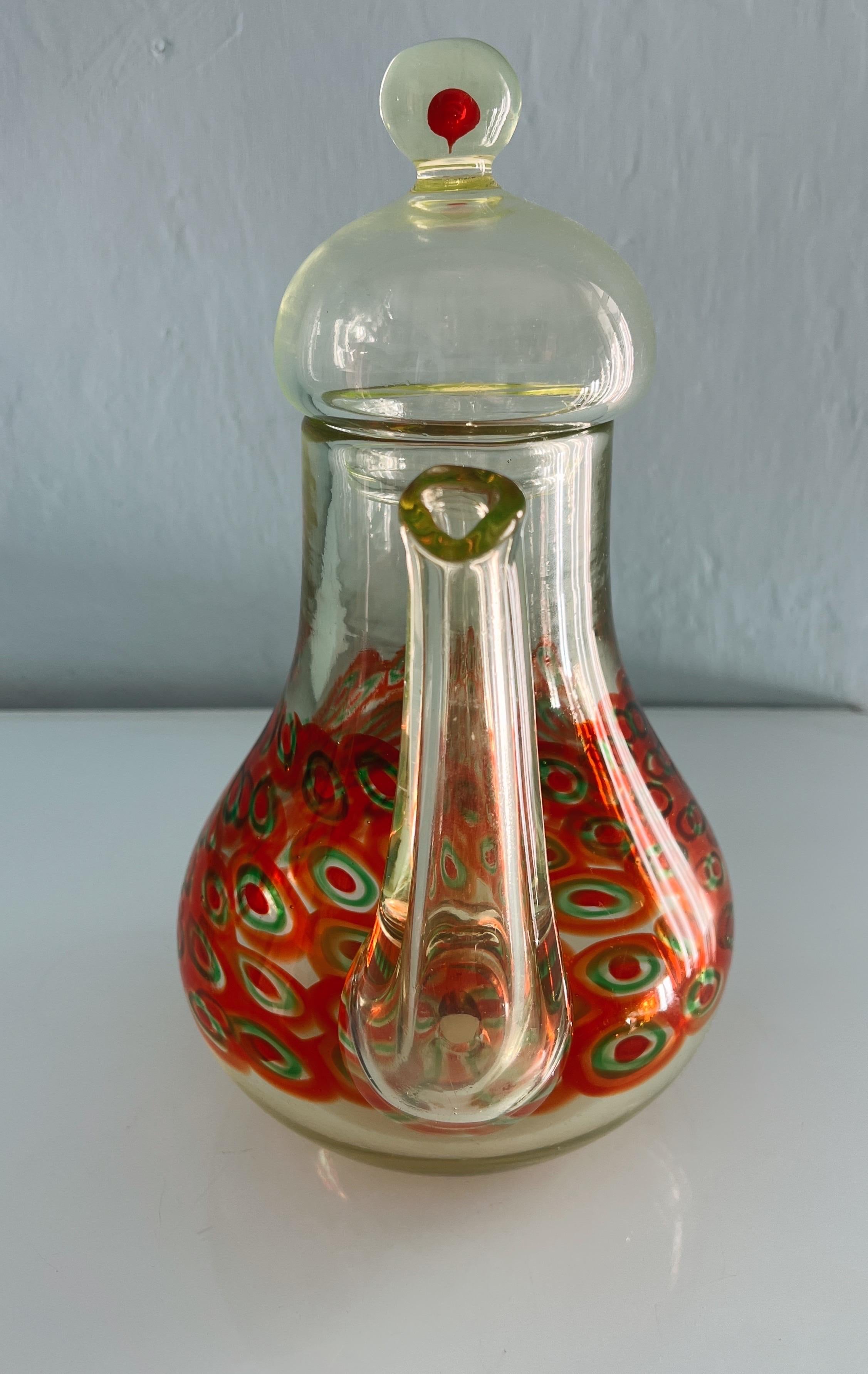 Murano La murrina Karaffe 1970er Jahre Italienisches Kunstglas (Moderne der Mitte des Jahrhunderts) im Angebot