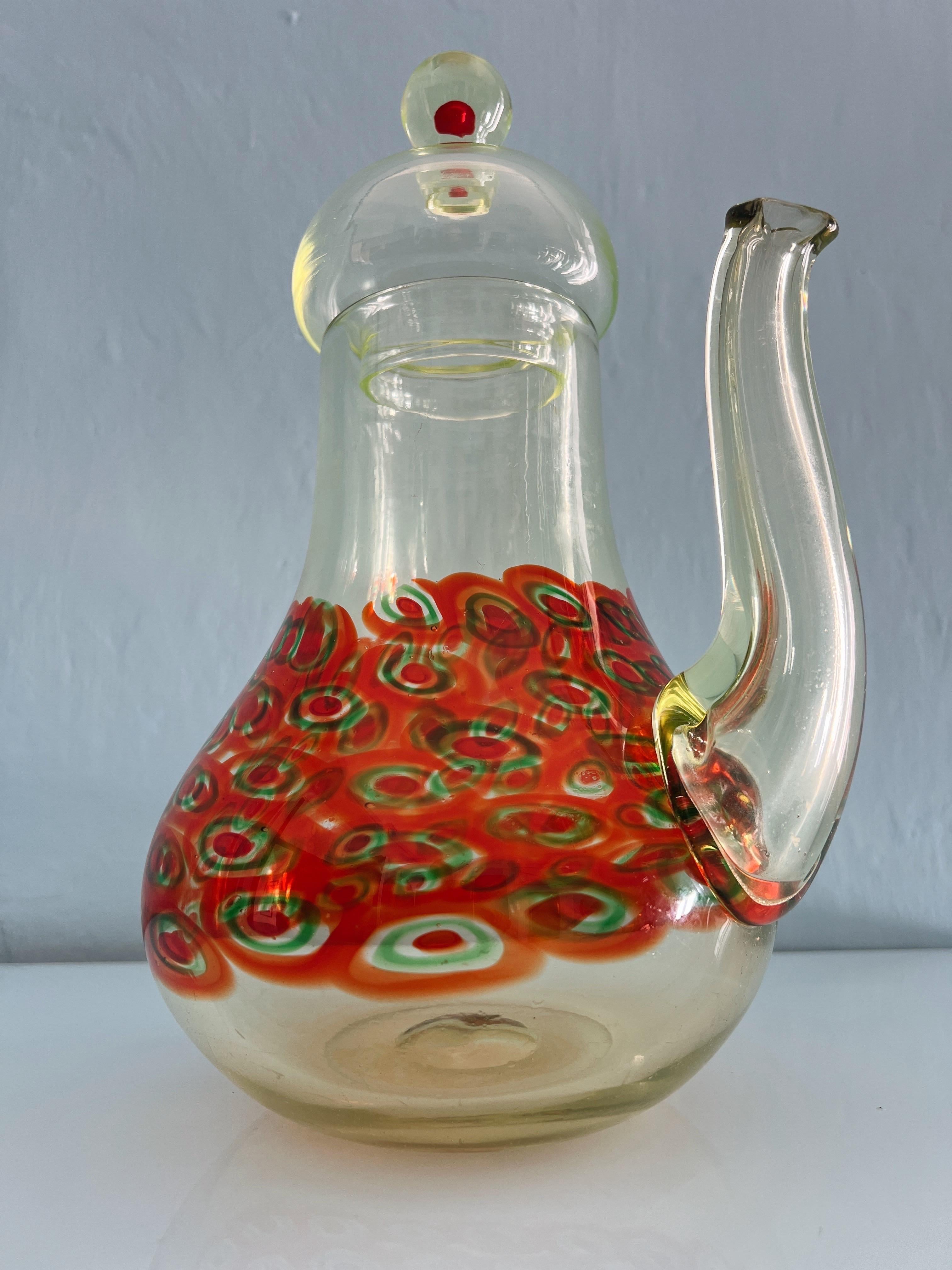 Murano La murrina Karaffe 1970er Jahre Italienisches Kunstglas im Zustand „Gut“ im Angebot in Palermo, PA