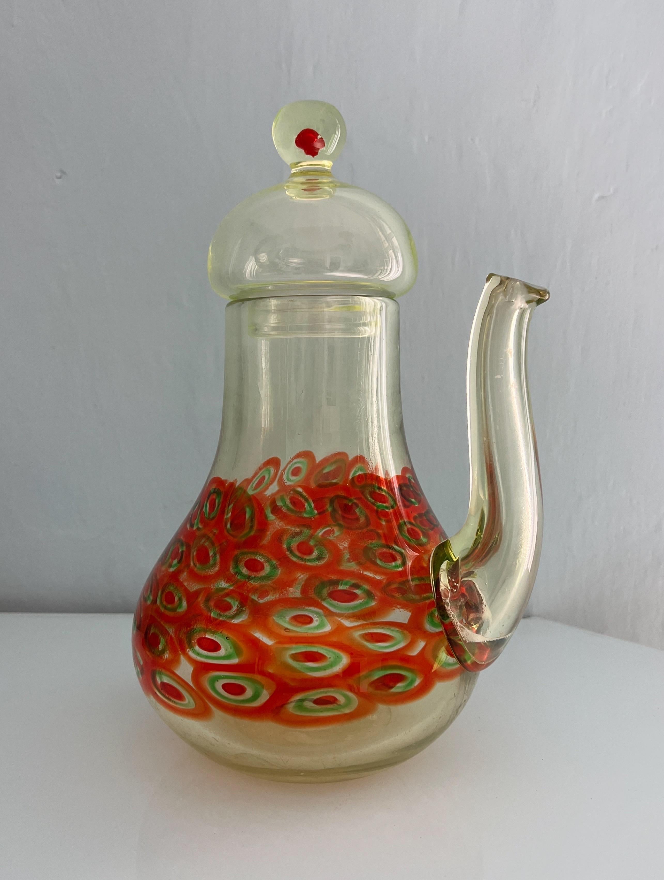Murano La murrina Karaffe 1970er Jahre Italienisches Kunstglas im Angebot 1