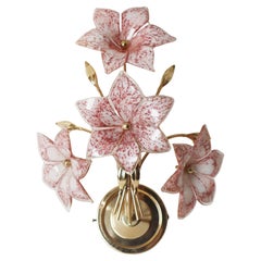 Murano Lamp With Four Glass Flowers, 1980s , Italy