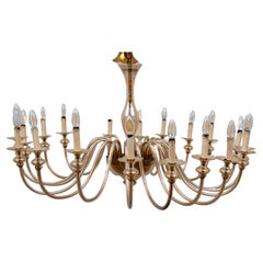 Vintage Murano Large 24 Arms Amber Glass Chandelier