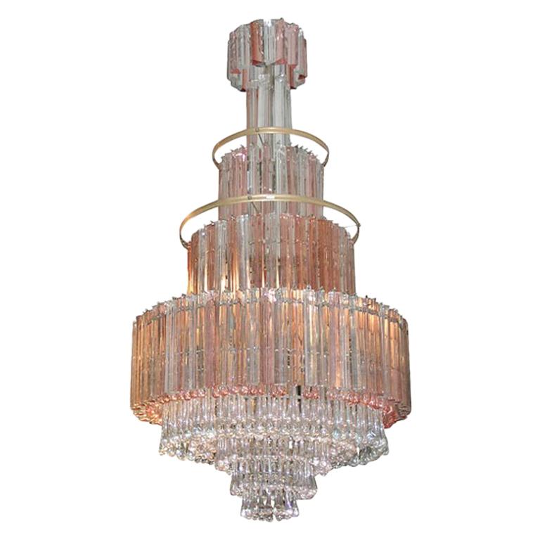 Murano Large Glass Chandelier For Sale