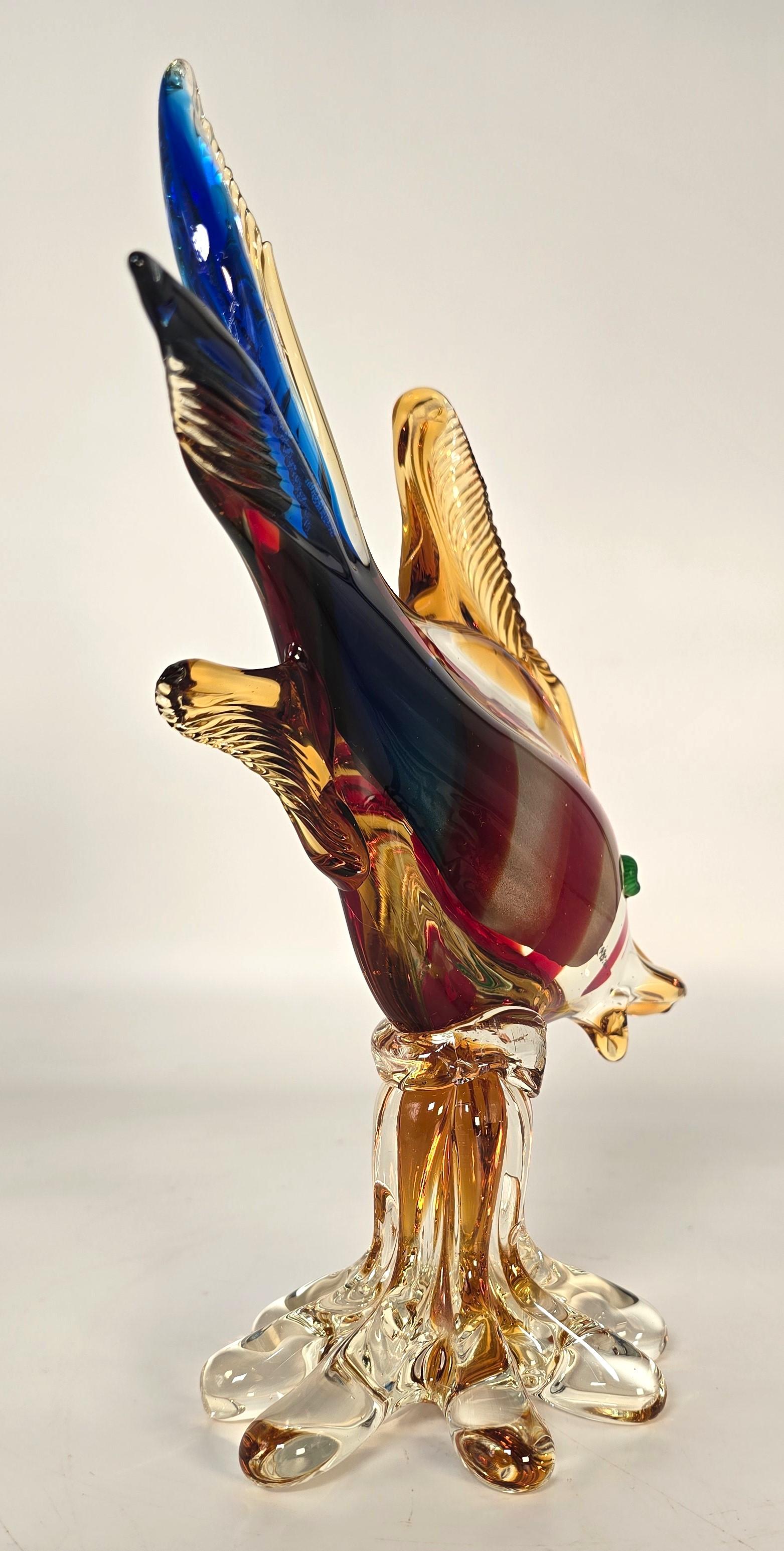Murano großer Glasfisch mit Millefiori-Glasaugen um 1950 im Angebot 1