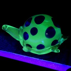 Murano Large Light and Dark Blue Spots Italian Art Glass Turtle Figure Sculpture