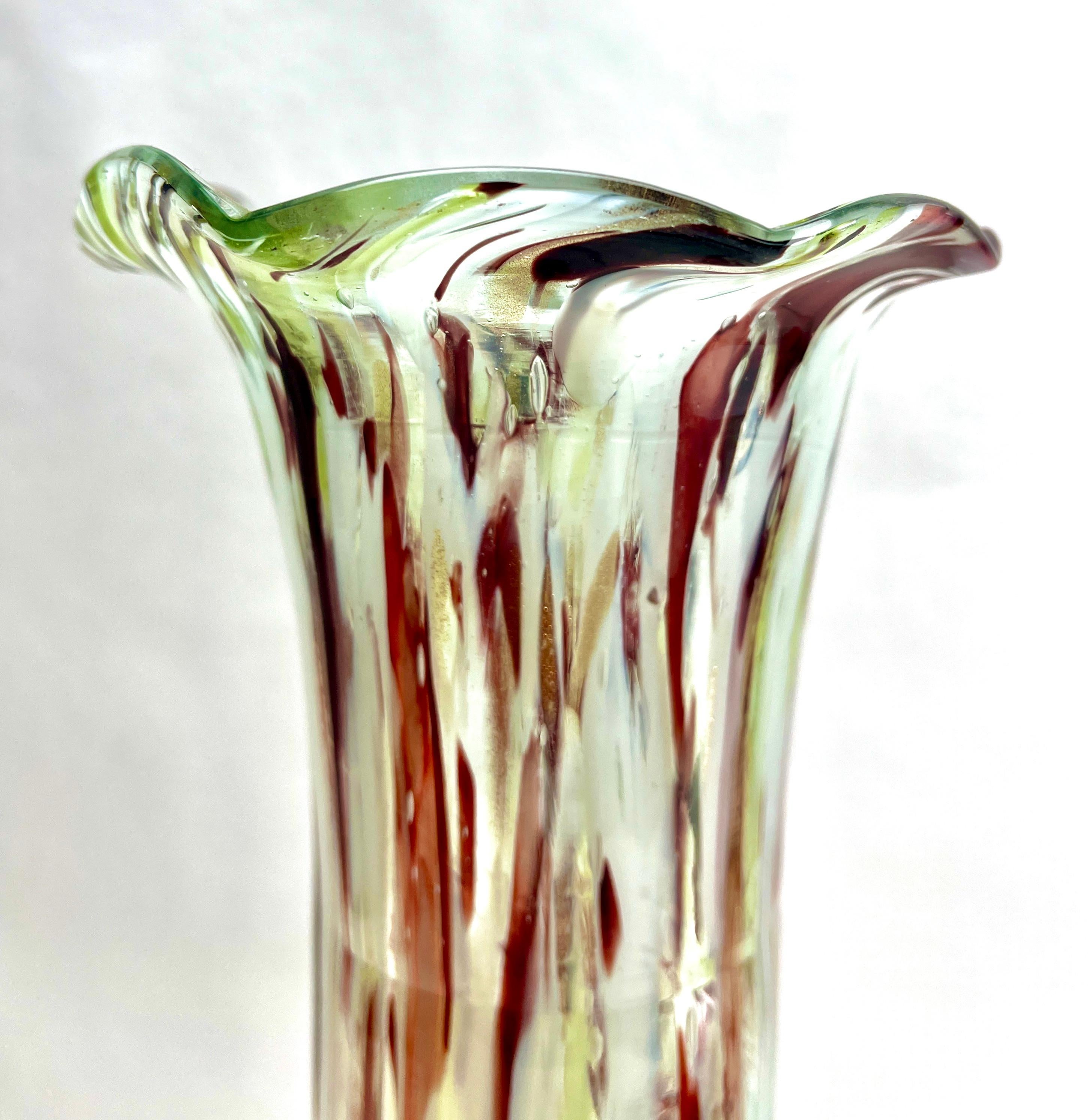 Hand-Crafted  Murano Large Vase Multicoloured and with Gold Inclusions For Sale