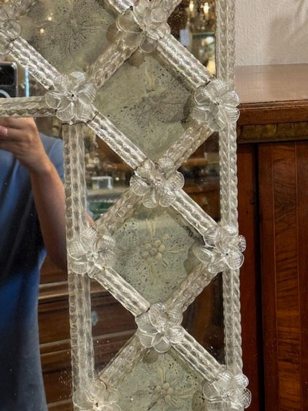 Mid-20th Century Murano Lattice Mirror For Sale