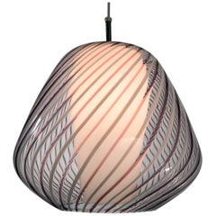 Murano Lattichino Glass Pendant Light circa 1950 for  Lightolier