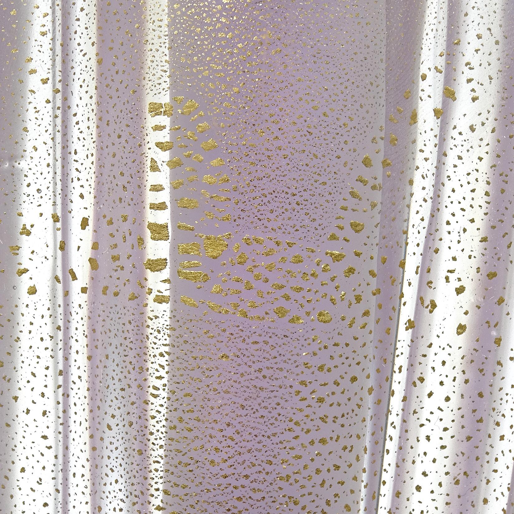 20th Century Murano Lavender Stripes Gold Flecks Italian Art Glass Midcentury Flower Vase For Sale