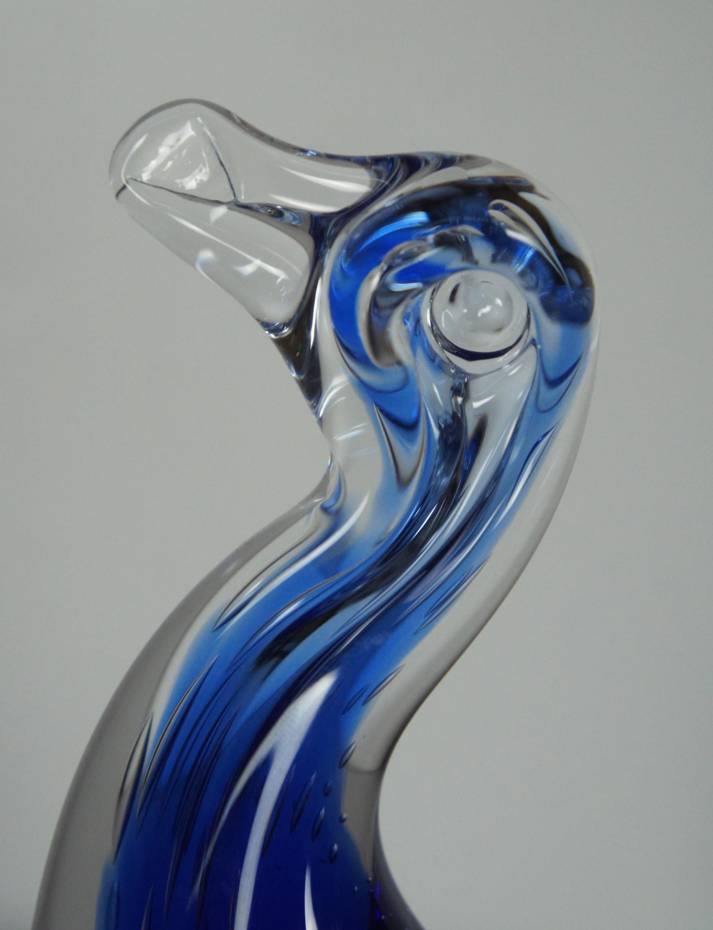 Murano Lavorazione Italian Studio Art Glass Blue Duck Goose Bird Figurine In Good Condition In Dayton, OH