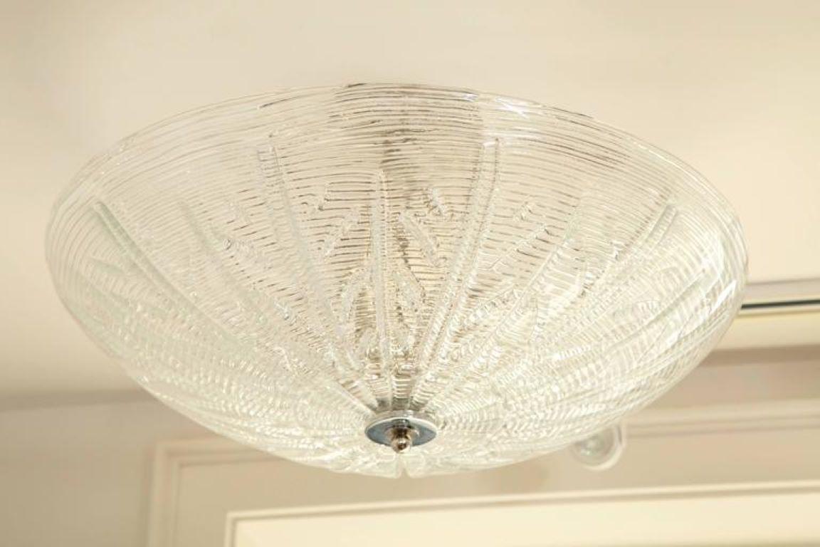 Modern Murano Leaf Textured Ceiling Fixture For Sale