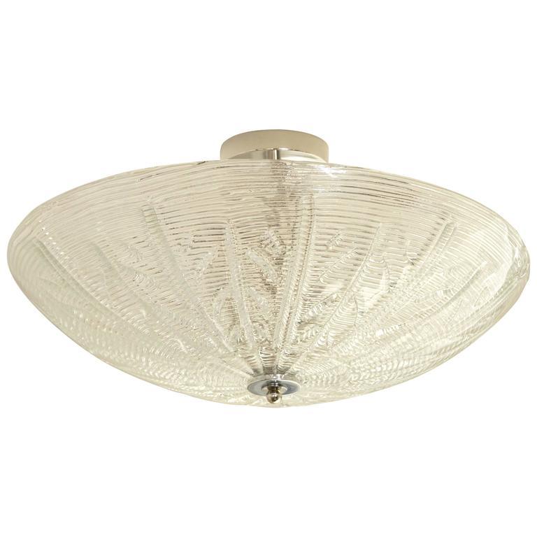 Italian Murano Leaf Textured Ceiling Fixture For Sale