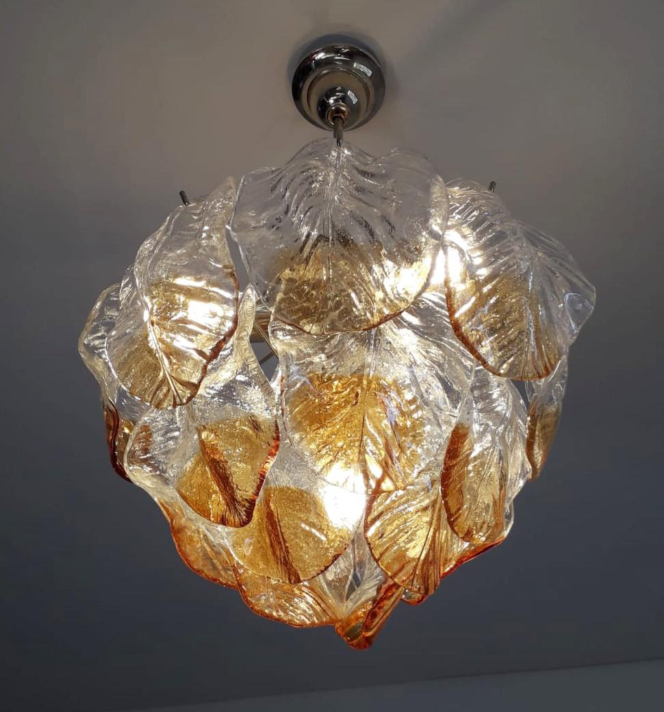 20th Century Murano Leaves Chandelier by Mazzega