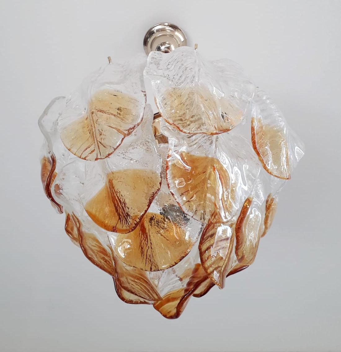 Murano Glass Murano Leaves Chandelier by Mazzega