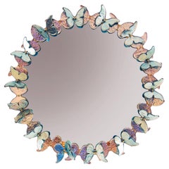 Murano Light Blue Butterflies Mirror
