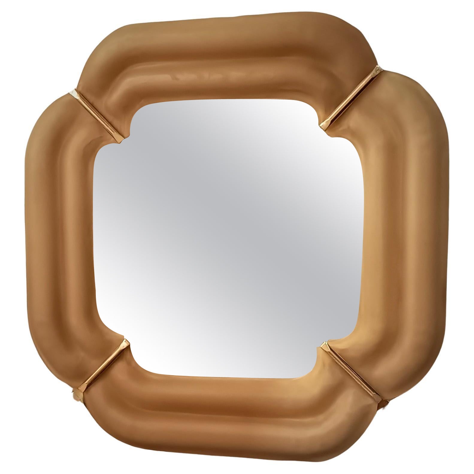 Espejo de pared tipo consola de Murano en cristal crema claro y latón de mediados de siglo, 2000 en venta
