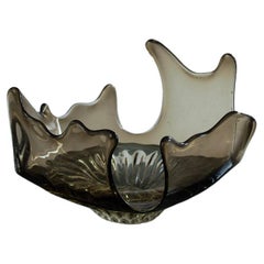 Murano Light Green Organic Shaped Glass Fruit Bowl