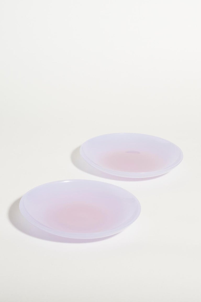 Murano Lilac Glass Plates Set of Two For Sale at 1stDibs
