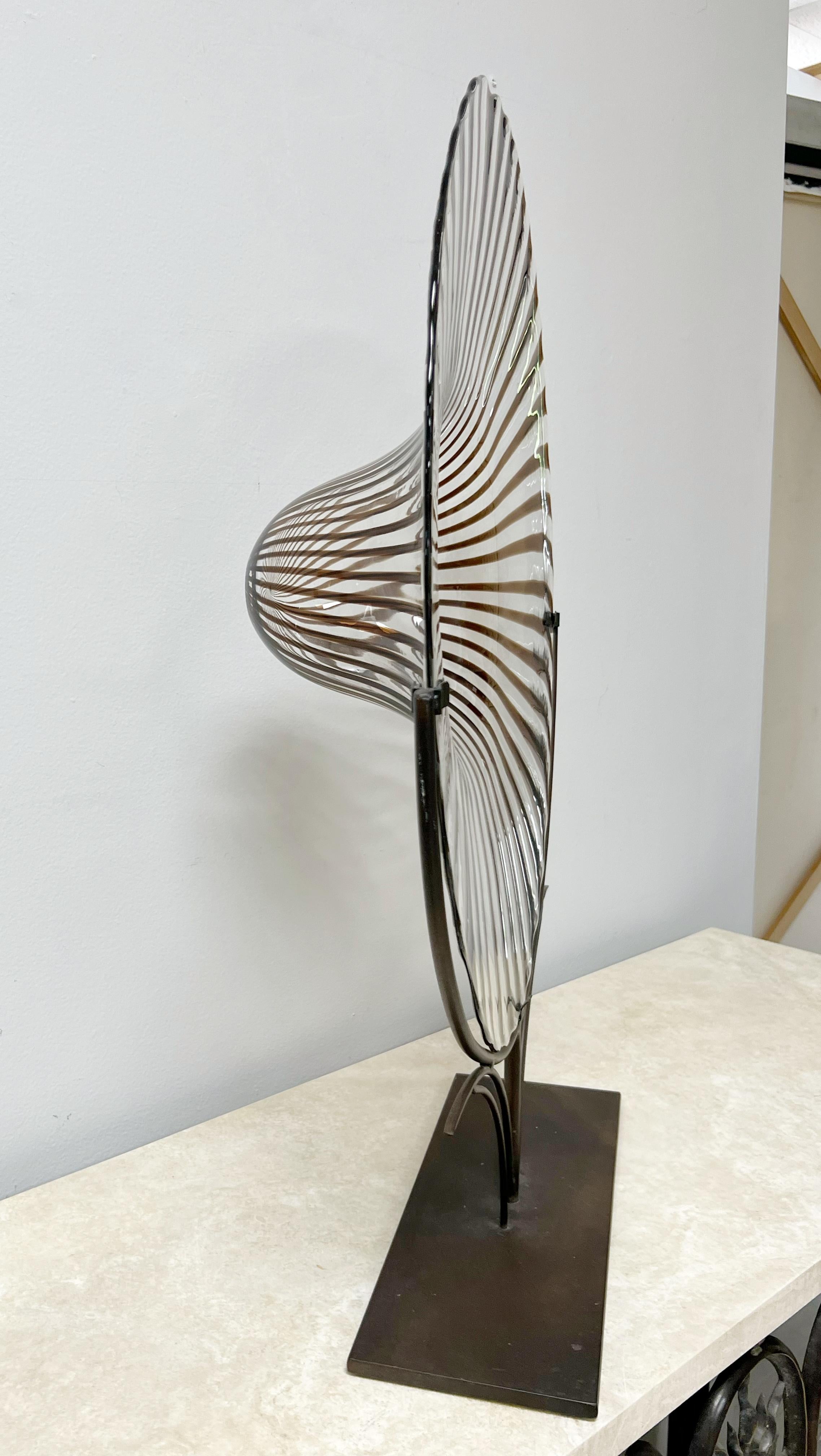 Murano Lino Tagliapietra para La Murina Cuenco grande de vidrio artístico sobre soporte 5