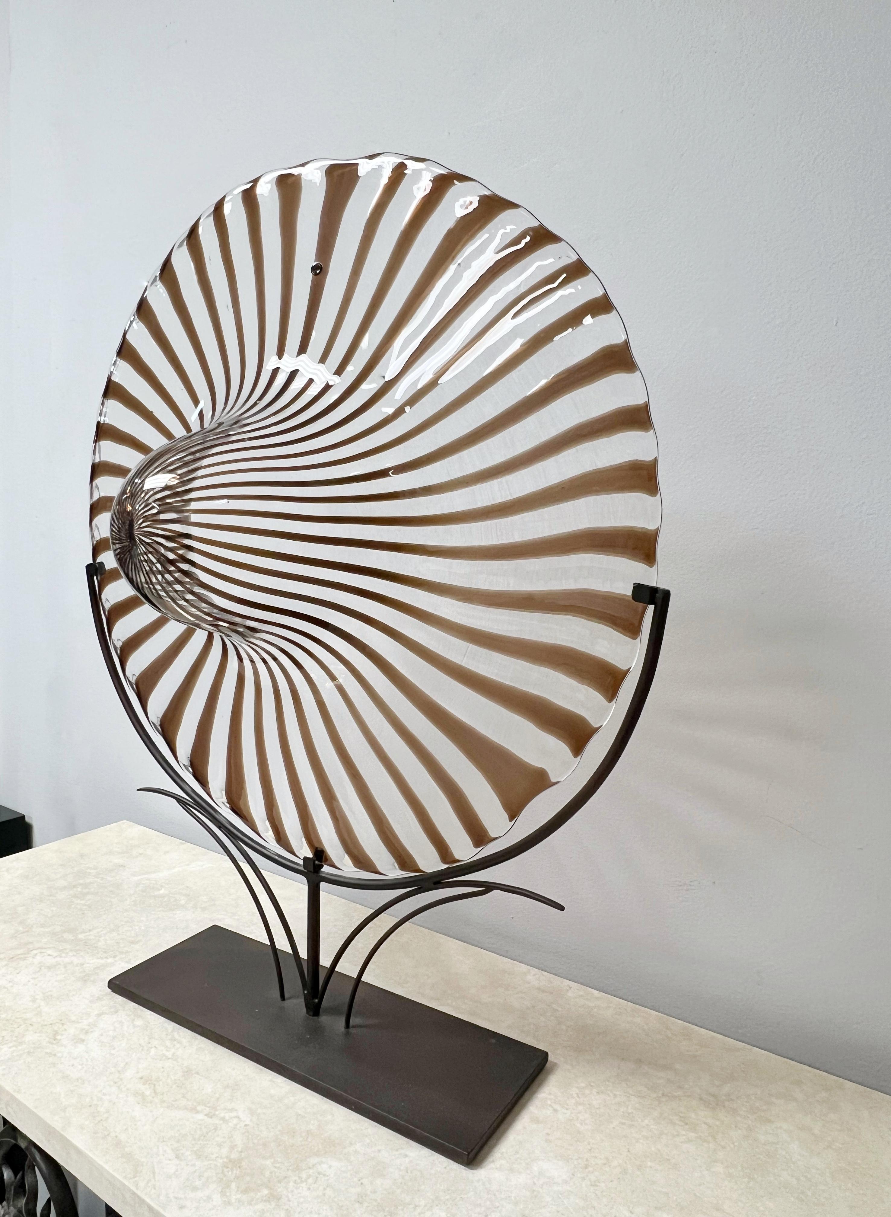 Murano Lino Tagliapietra para La Murina Cuenco grande de vidrio artístico sobre soporte finales del siglo XX