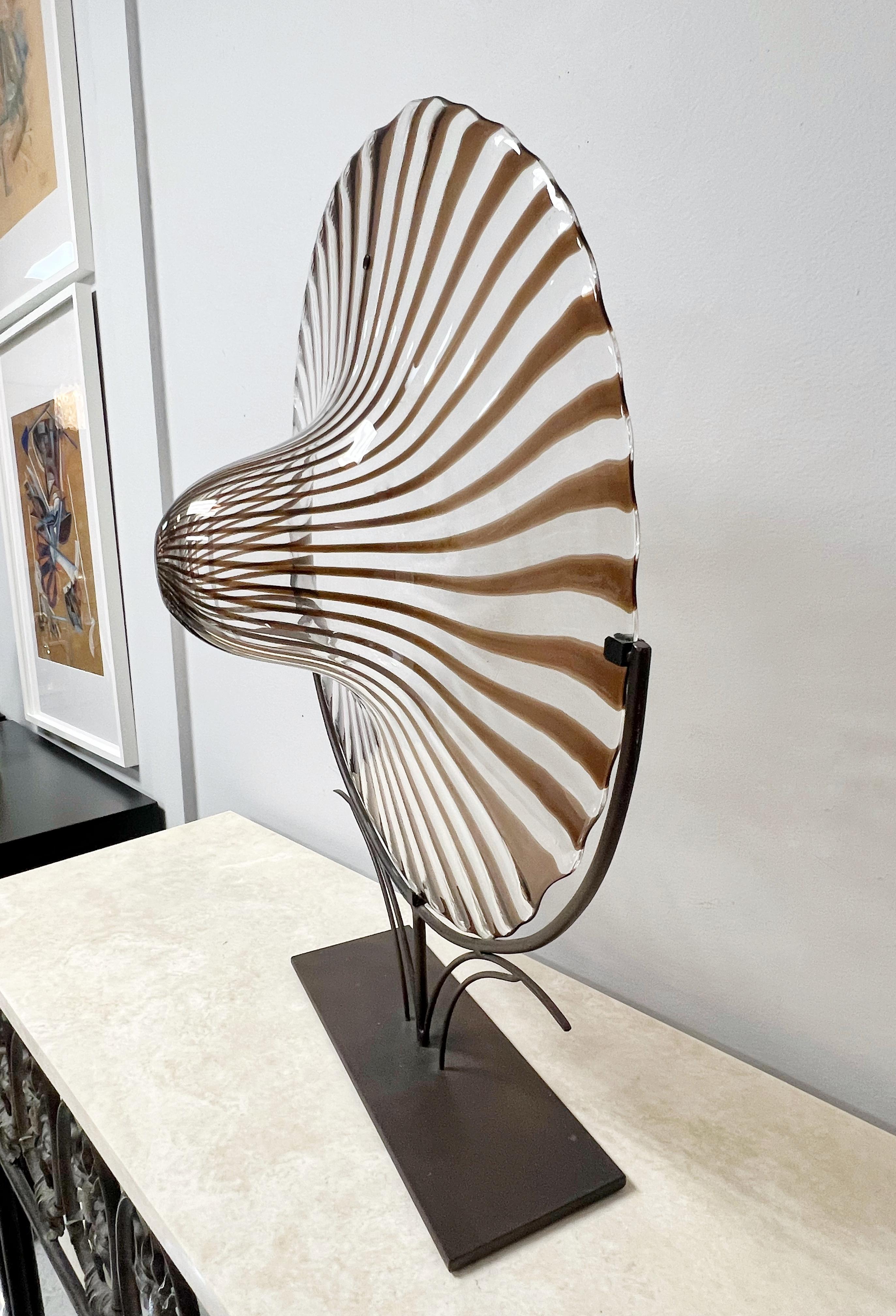 Murano Lino Tagliapietra para La Murina Cuenco grande de vidrio artístico sobre soporte Vidrio artístico