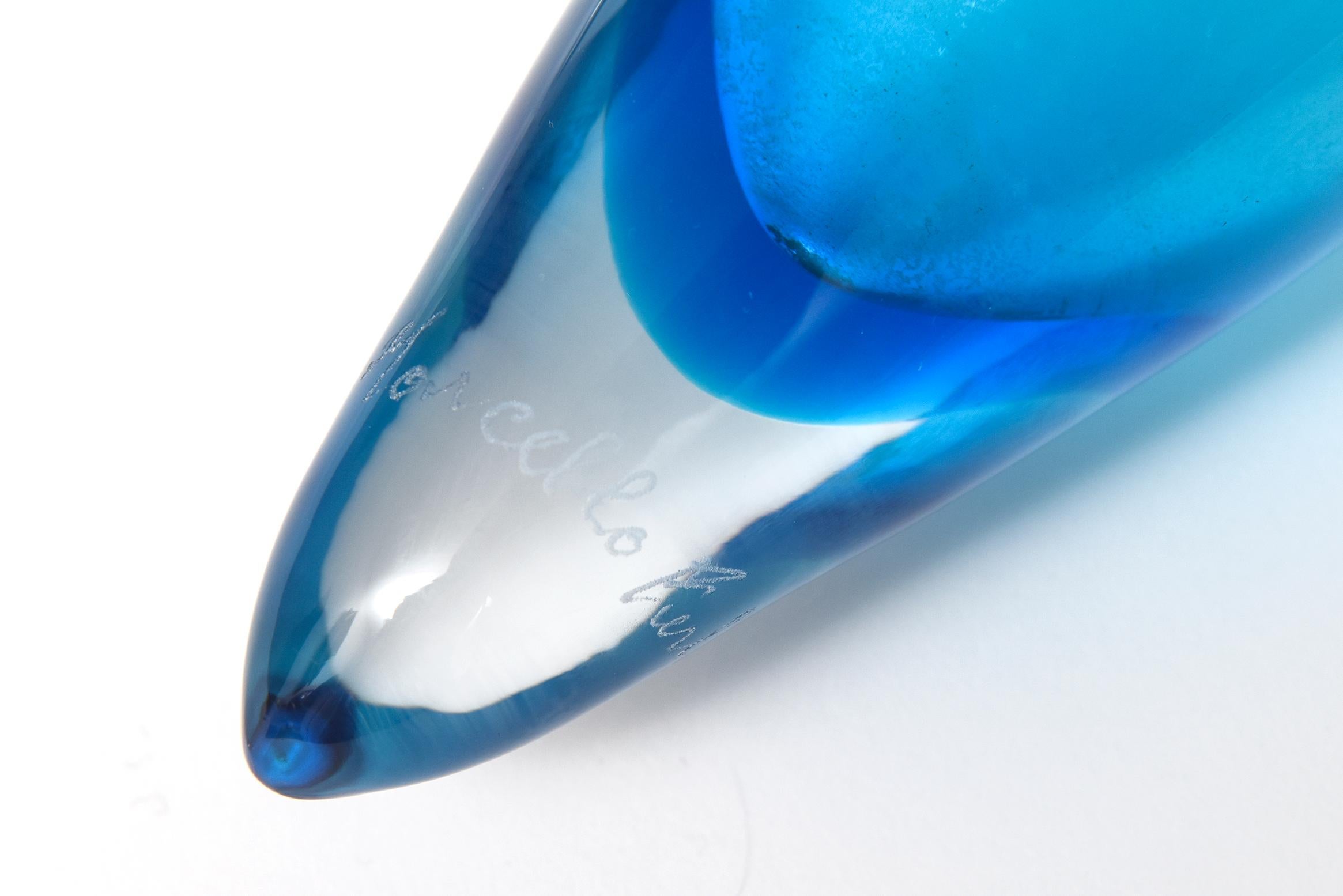 Murano LIP Blue Glass Rocket Vase Designed by Marcello Furlan For Sale 2
