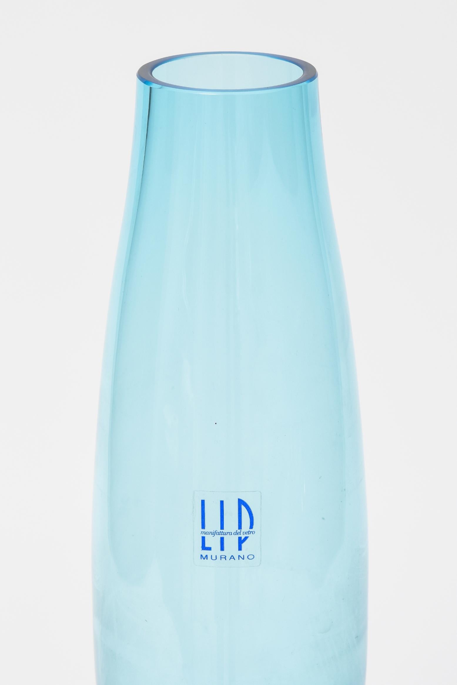 Européen Vase à fusil en verre bleu de Murano LIP conçu par Marcello Furlan en vente