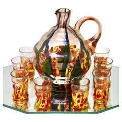 Murano Liqueur Set 8 Shot Glasses and Decanter, with Serving Tray, circa 1938